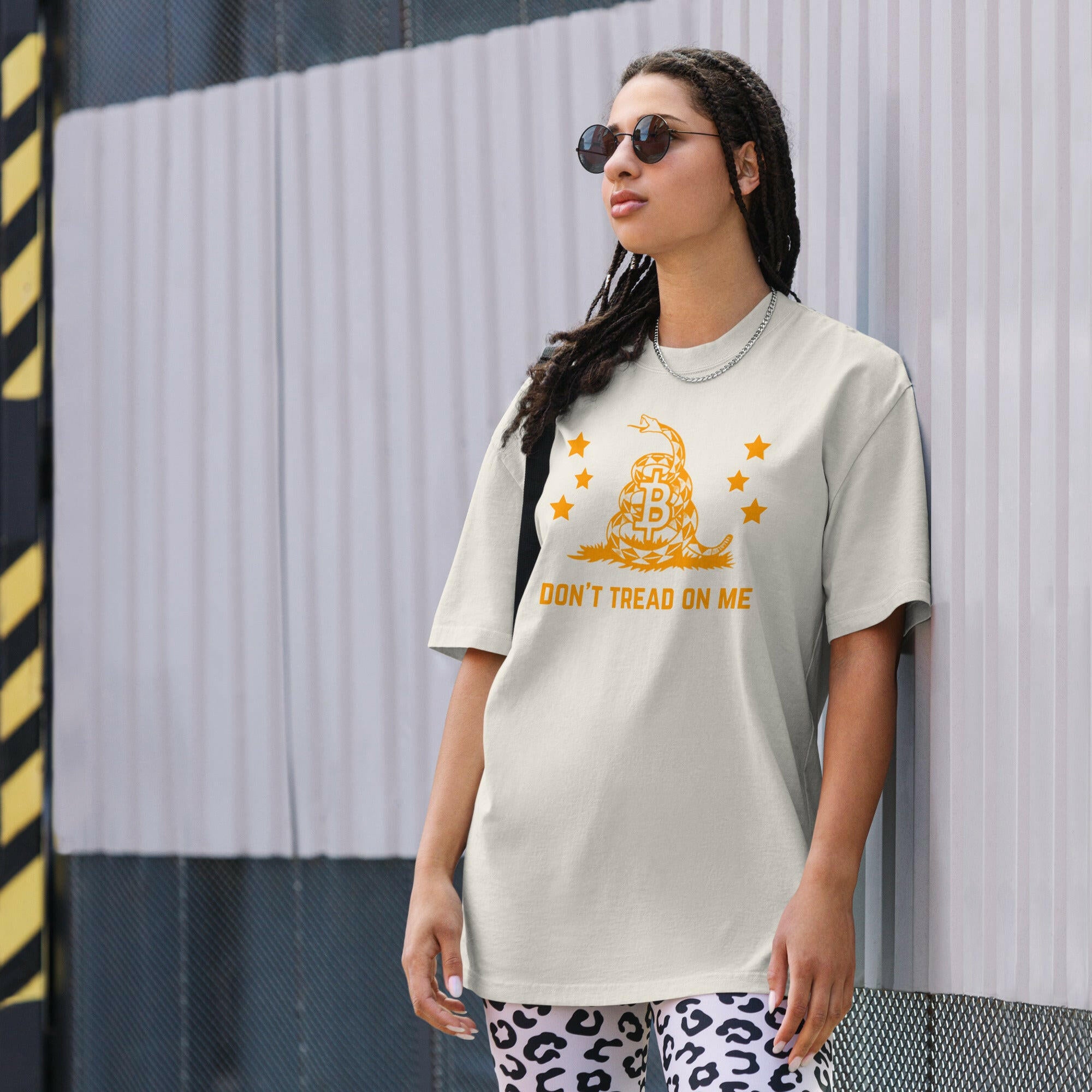 DON'T TREAD / Oversized Faded Bitcoin T-Shirt - SVRN_T - The Orange Habit