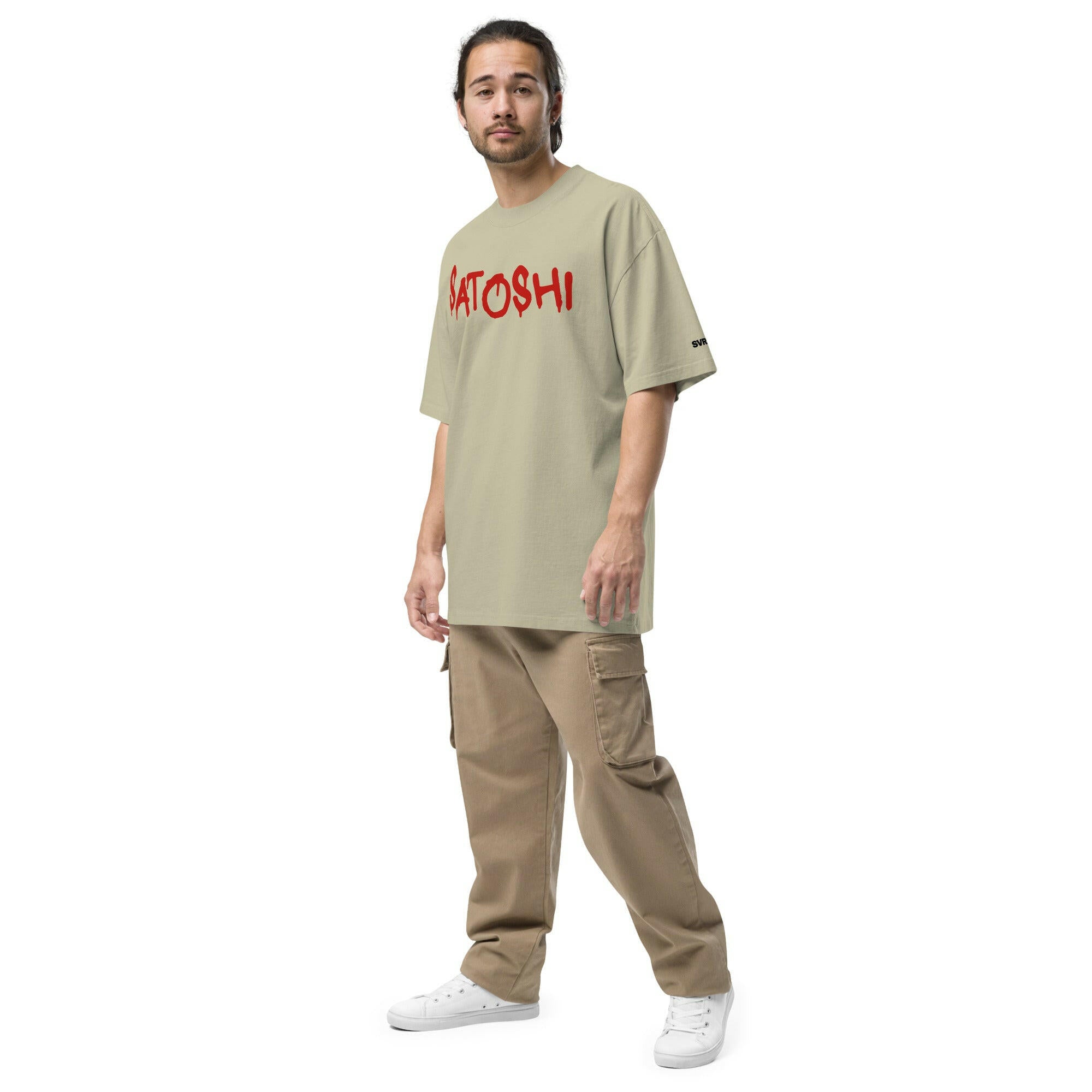 SATOSHI RED / Oversized Faded Bitcoin T-Shirt - SVRN_T - The Orange Habit