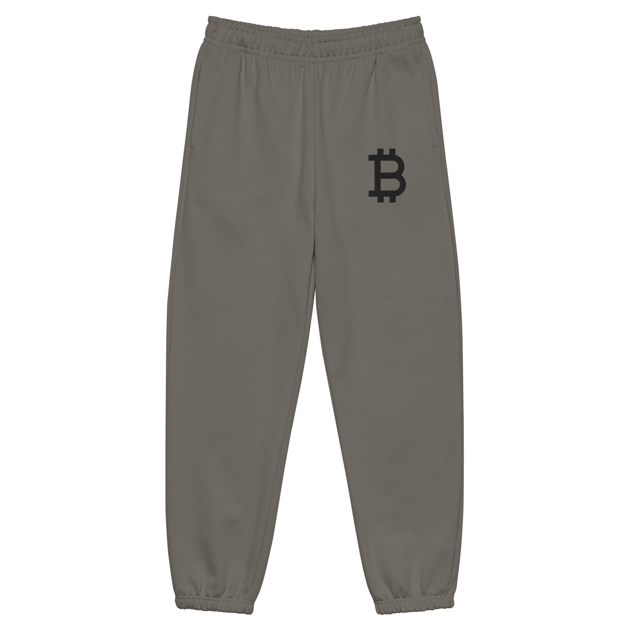 grey bitcoin b sweatpants with black embroidery | the orange habit