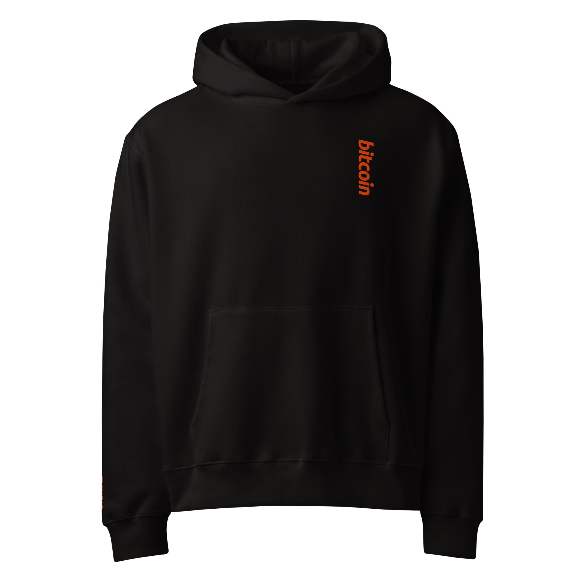 Oversized Bitcoin hoodie with orange embroidery | The Orange Habit