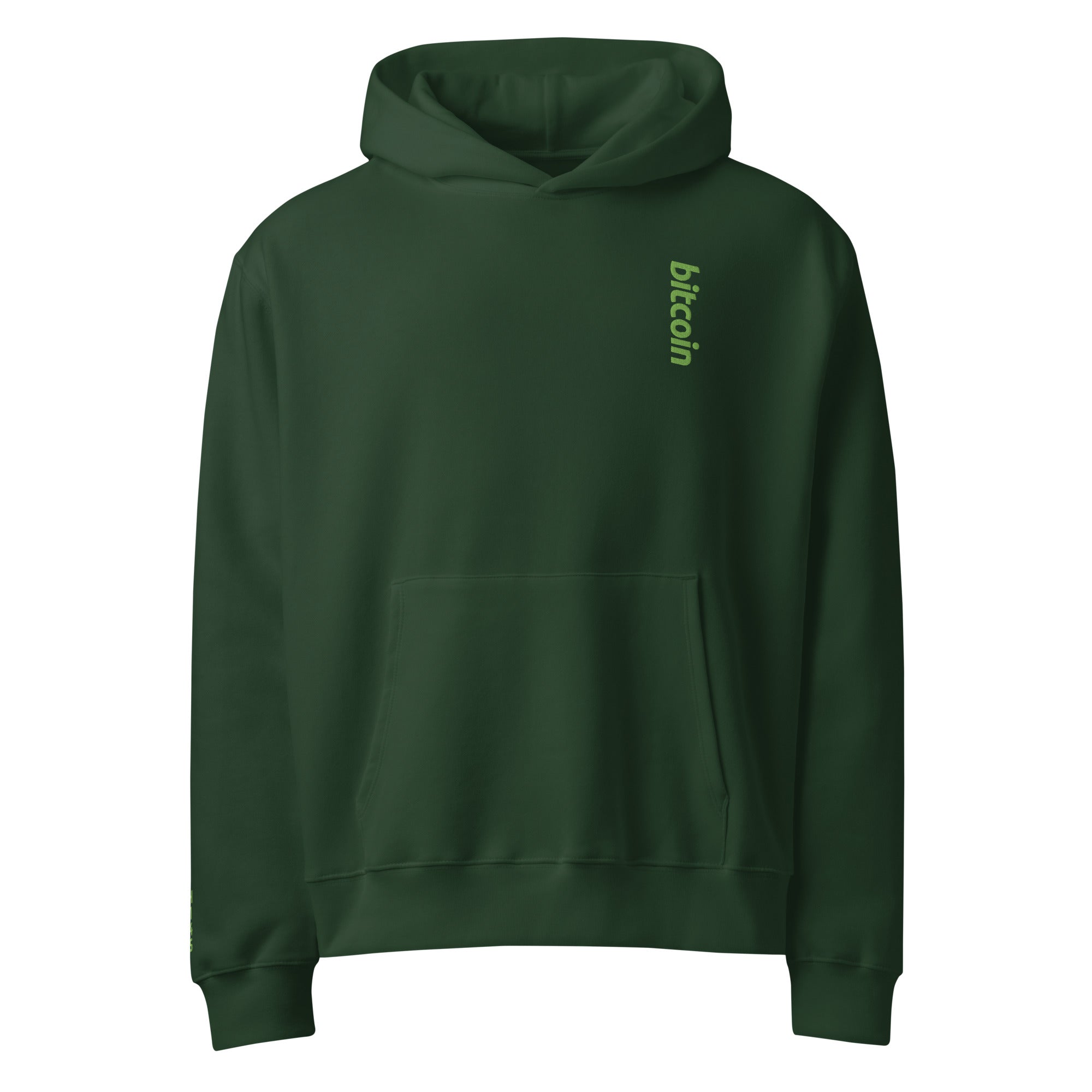 green bitcoin hoodie with green embroidered logo | the orange habit