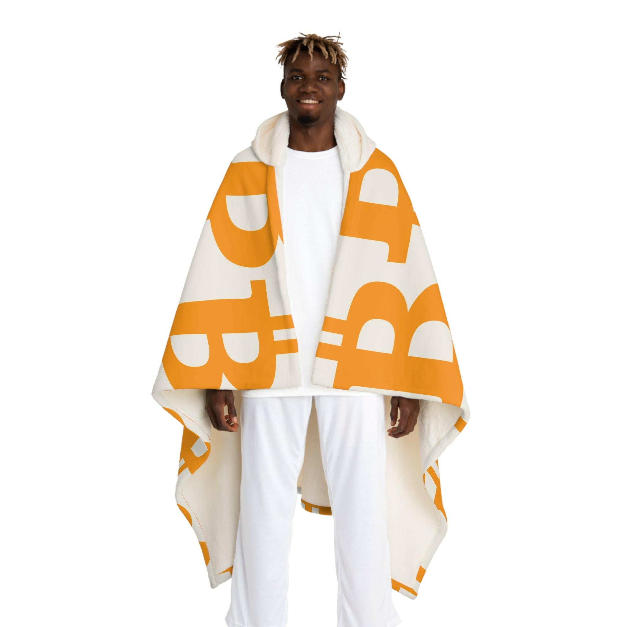 THE B / Hooded Sherpa Bitcoin Blanket - Orange Habit Home - The Orange Habit