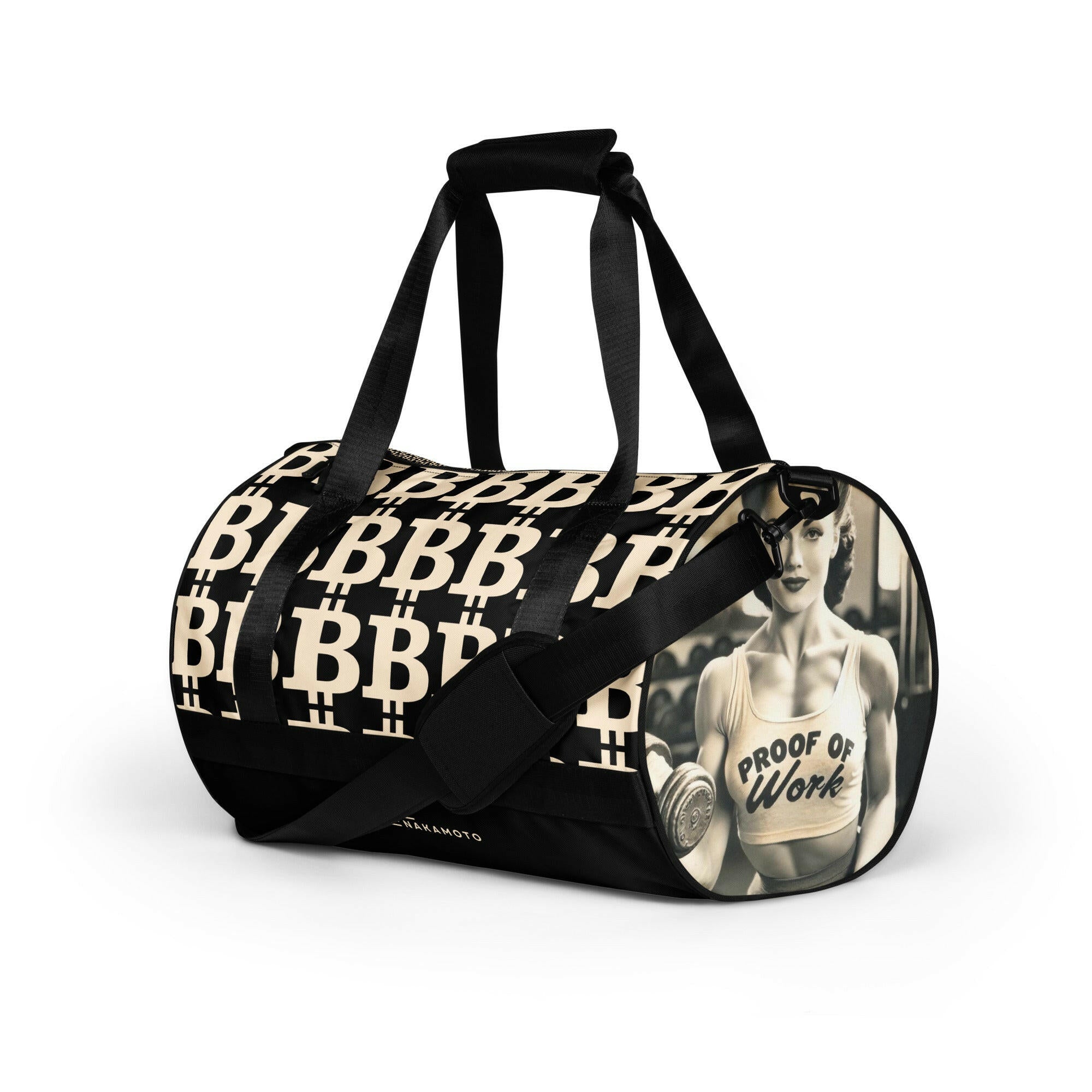 THE B - POW / Bitcoin Gym Bag - Nikki Nakamoto Bags - The Orange Habit