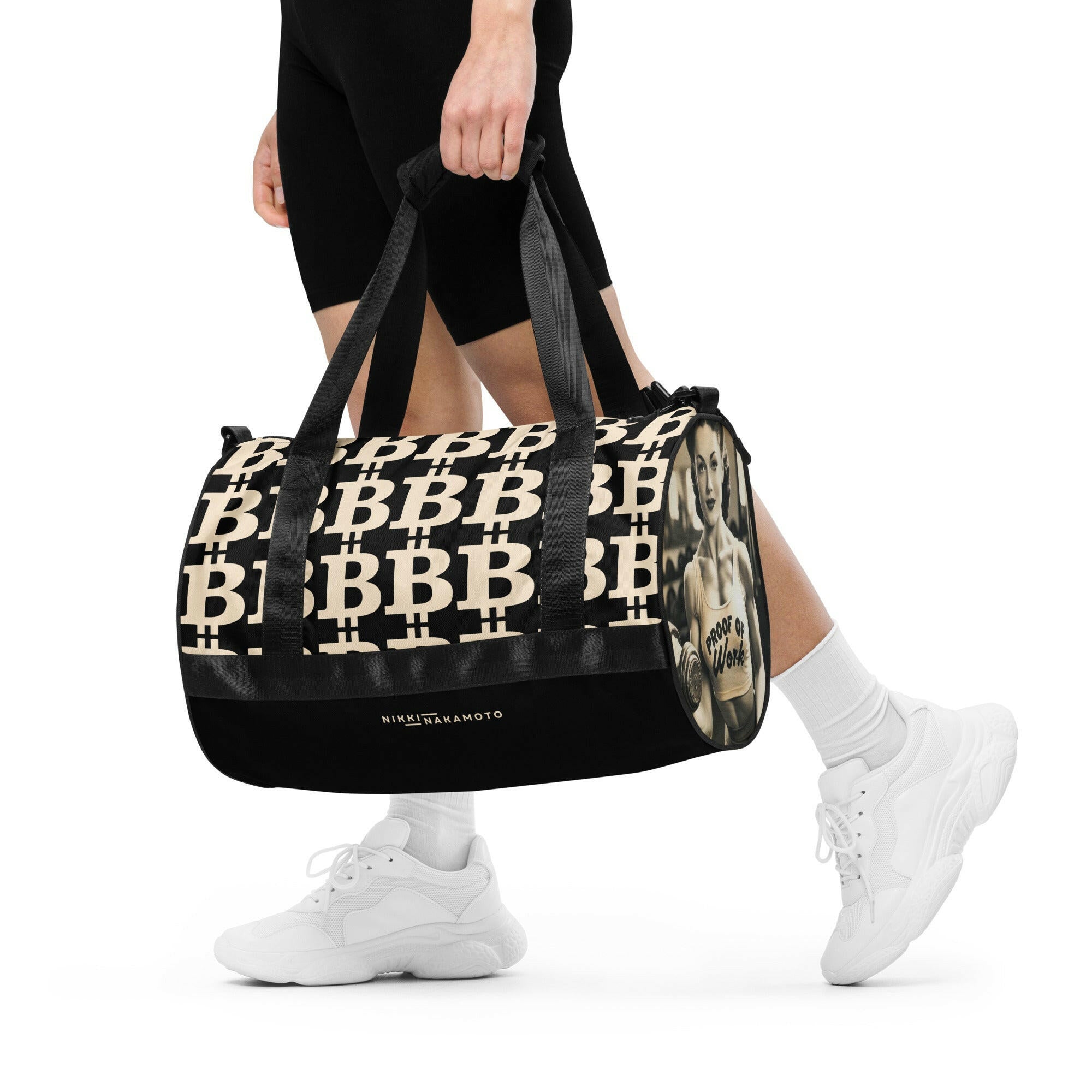 THE B - POW / Bitcoin Gym Bag - Nikki Nakamoto Bags - The Orange Habit